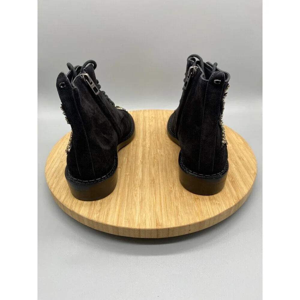 Coach Watts Star Boots Black Sued Side Zip Western Rhinestones G2313 Womens 5 B - Picture 4 of 13